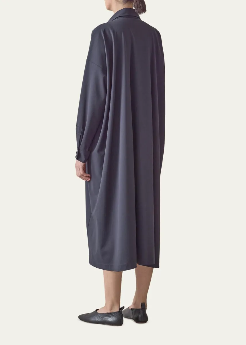 Eskandar Wool Stretch Angle-to-Front Side-Seam Shirtdress | Thumbnail 3