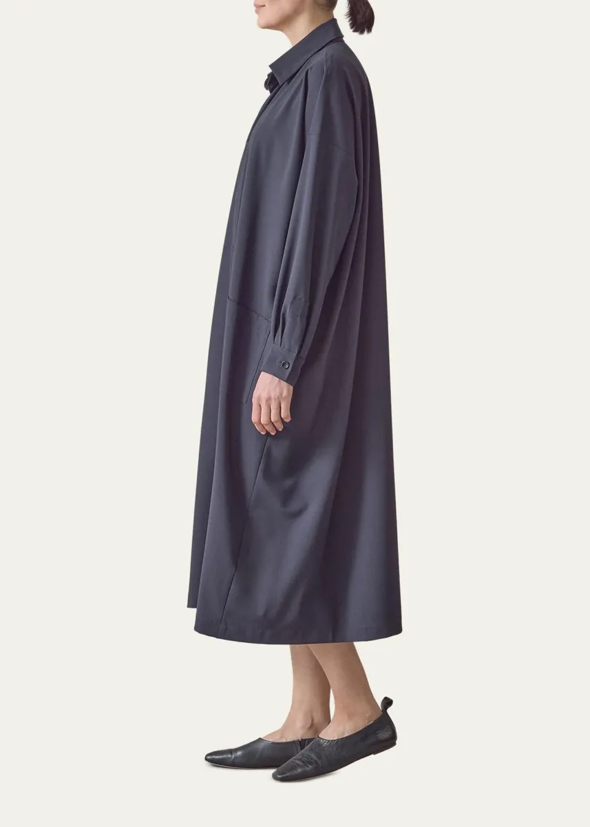 Eskandar Wool Stretch Angle-to-Front Side-Seam Shirtdress | Thumbnail 4