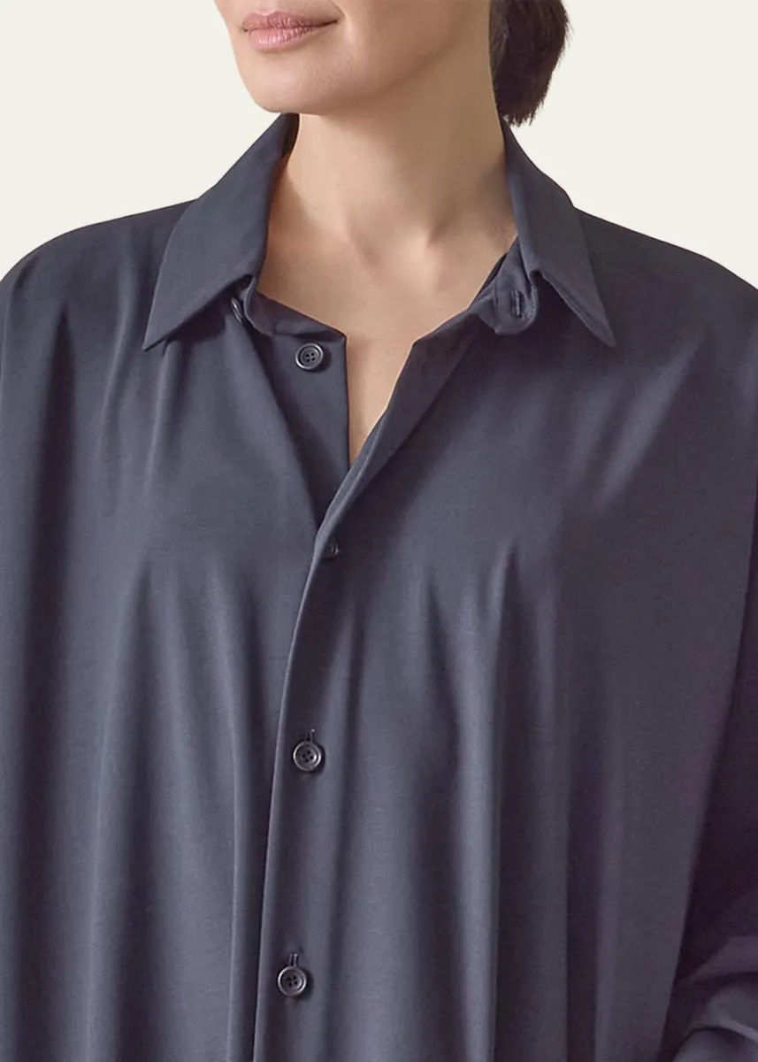 Eskandar Wool Stretch Angle-to-Front Side-Seam Shirtdress | Thumbnail 5