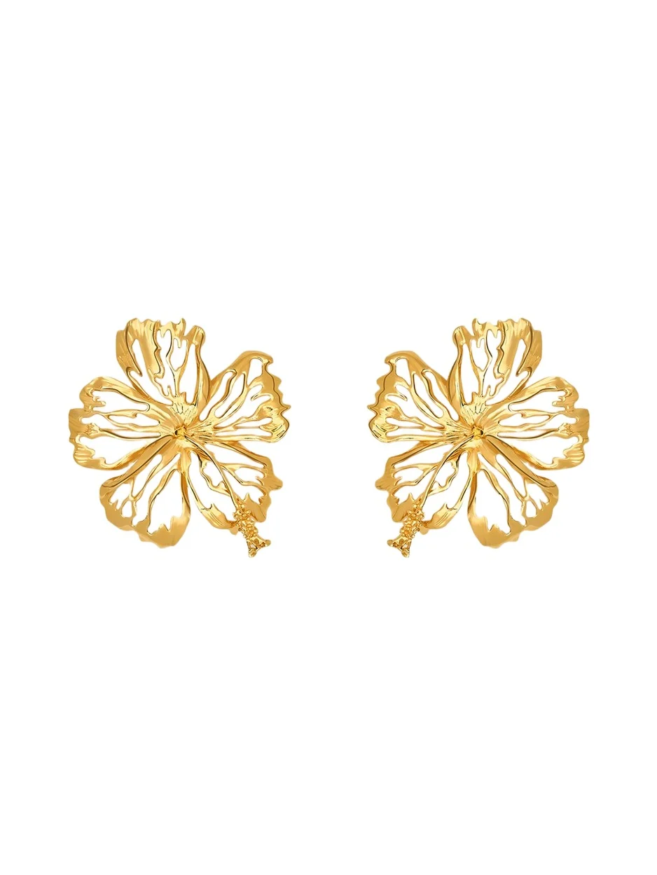 Openwork Hibiscus Earrings