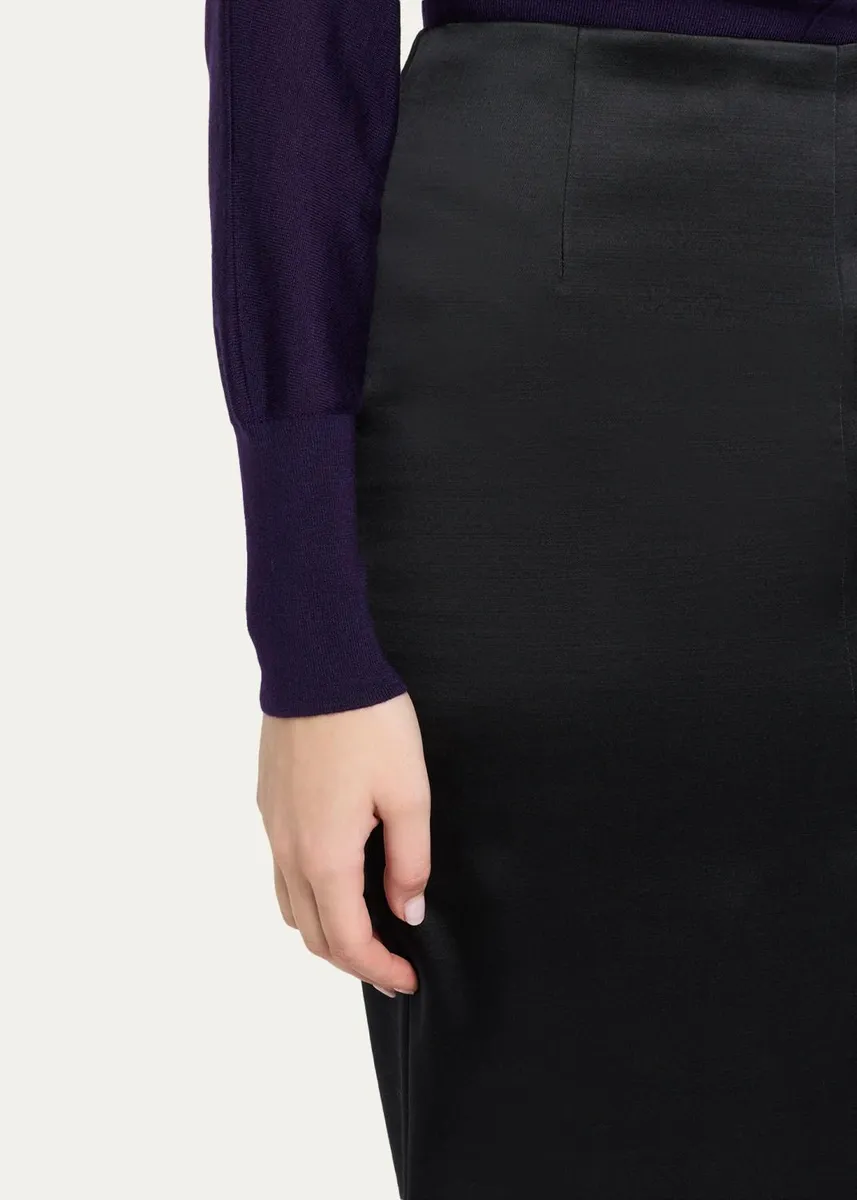 Akris Silk Satin Slit Midi Pencil Skirt | Thumbnail 5