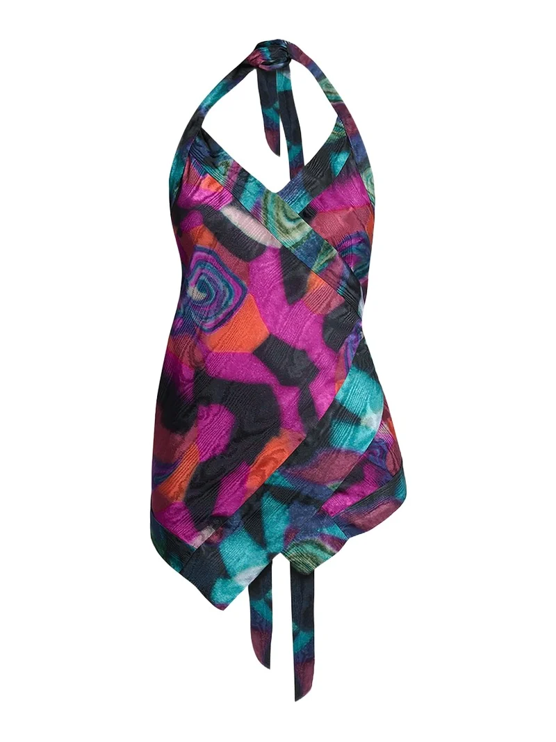 Halter Marble-Print Top Halter Marble-Print Top