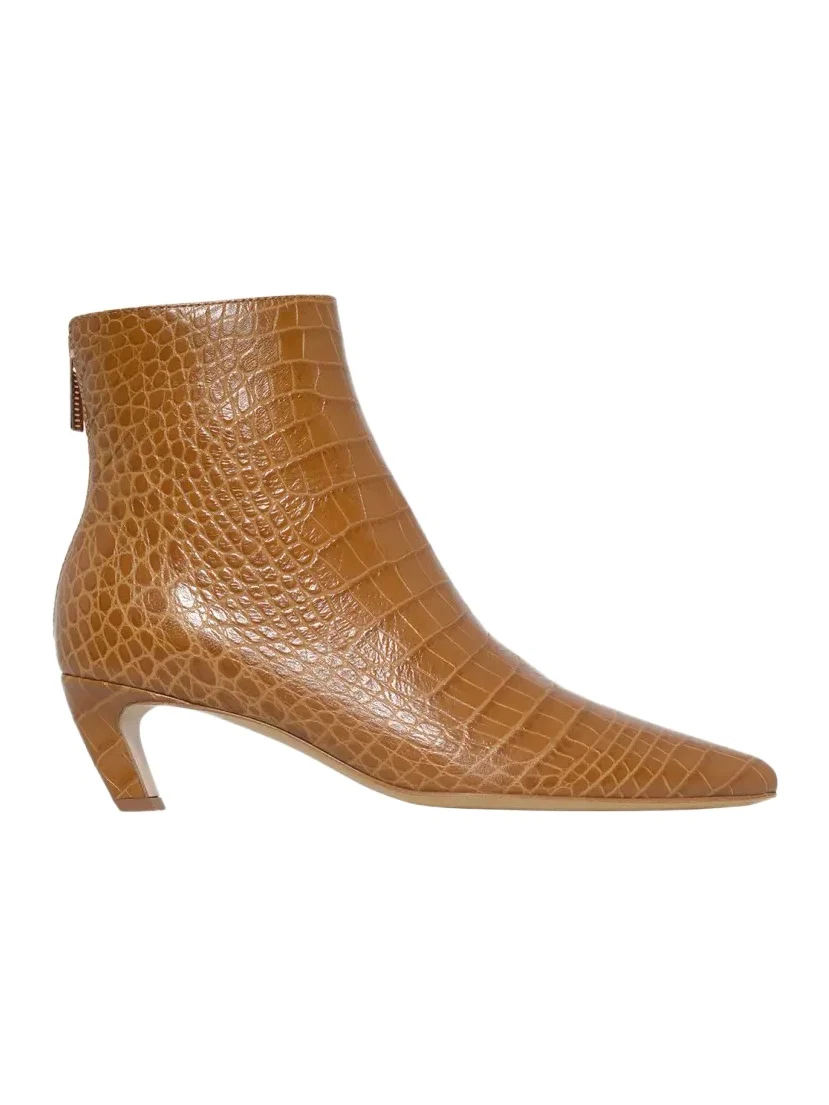 Gabriela Hearst Clayton Croc-Embossed Leather Ankle Boots