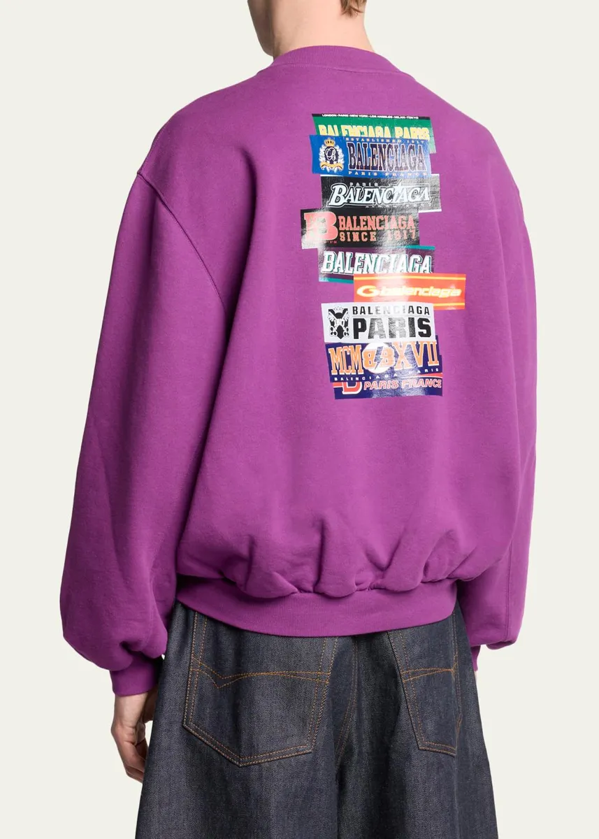 Balenciaga Men's Overlapping Logo Crewneck Sweatshirt | Thumbnail 3