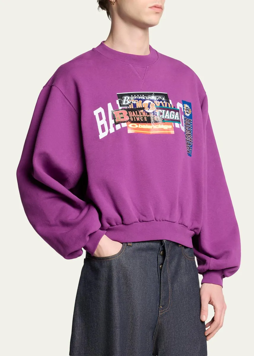 Balenciaga Men's Overlapping Logo Crewneck Sweatshirt | Thumbnail 4