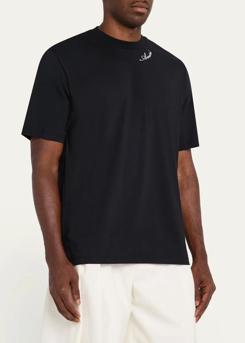 AMIRI Men's Cotton and Modal Logo-Crewneck T-Shirt | Thumbnail 4