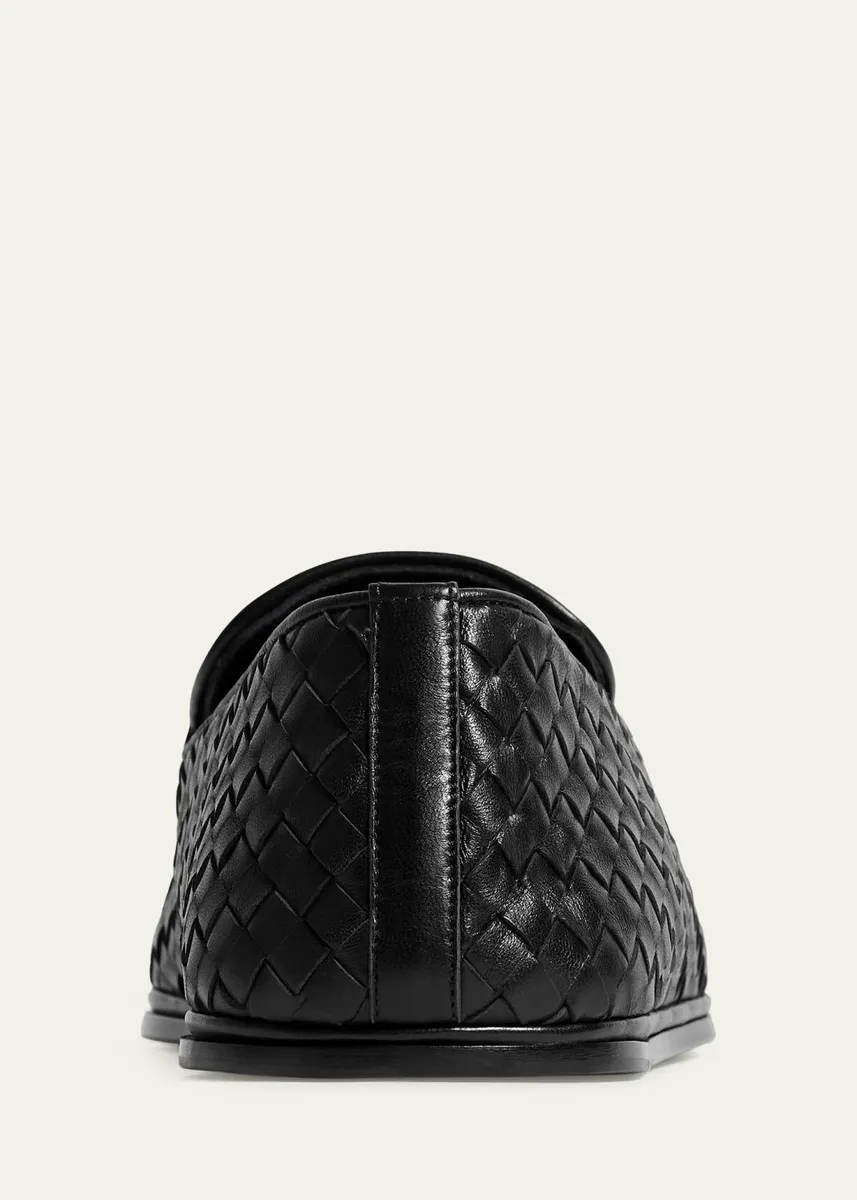 Bottega Veneta Men's Palazzo Intrecciato Leather Square-Toe Slippers | Thumbnail 3
