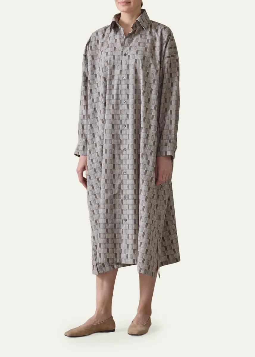 Eskandar Geometric-Print Cotton Midi Shirtdress | Thumbnail 2