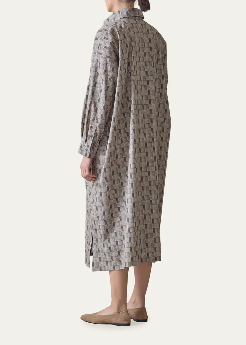 Eskandar Geometric-Print Cotton Midi Shirtdress | Thumbnail 3