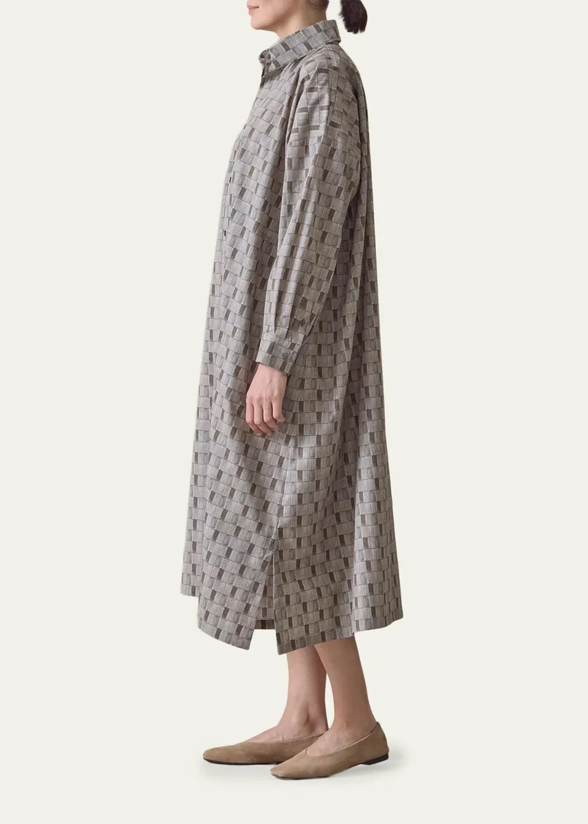 Eskandar Geometric-Print Cotton Midi Shirtdress | Thumbnail 4