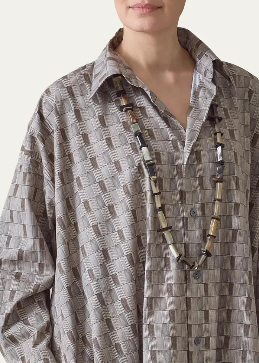 Eskandar Geometric-Print Cotton Midi Shirtdress | Thumbnail 5