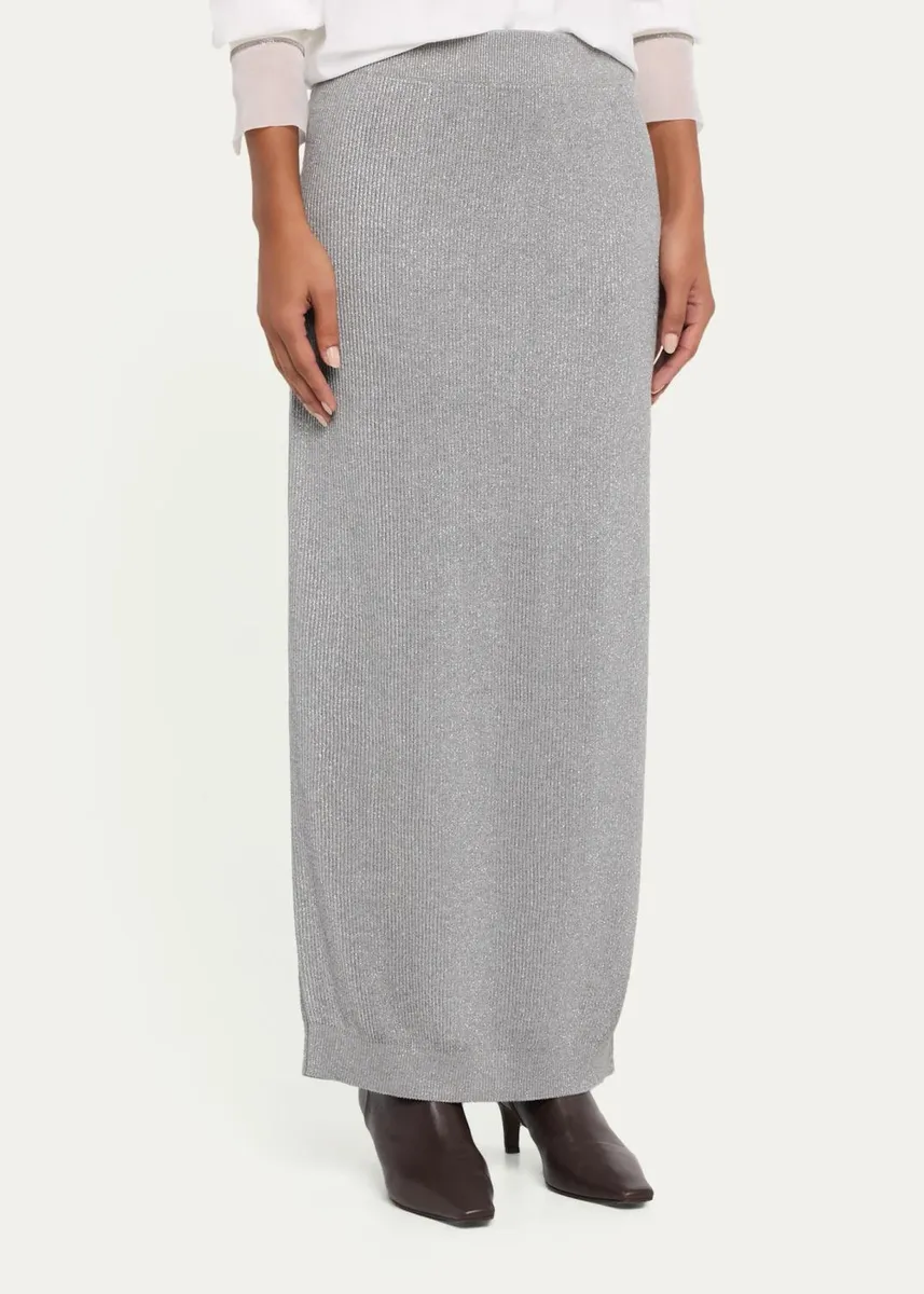 Brunello Cucinelli Sparkle Rib Knit Maxi Skirt | Thumbnail 4 Brunello Cucinelli Sparkle Rib Knit Maxi Skirt | Thumbnail 4