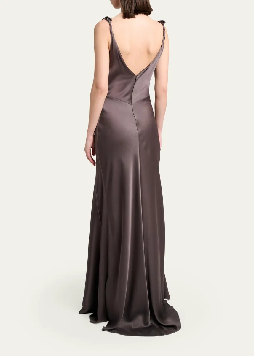 Victoria Beckham Asymmetric Draped Sleeveless Satin Midi Dress | Thumbnail 3 Victoria Beckham Asymmetric Draped Sleeveless Satin Midi Dress | Thumbnail 3