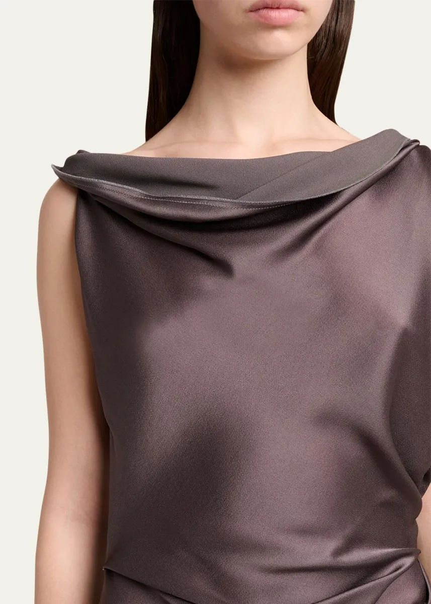 Victoria Beckham Asymmetric Draped Sleeveless Satin Midi Dress | Thumbnail 5 Victoria Beckham Asymmetric Draped Sleeveless Satin Midi Dress | Thumbnail 5