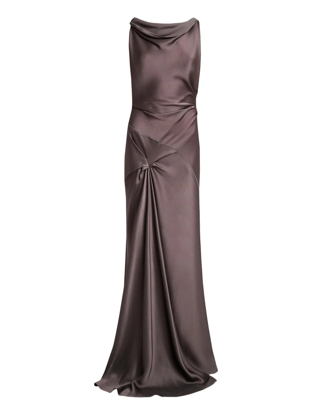 Victoria Beckham Asymmetric Draped Sleeveless Satin Midi Dress