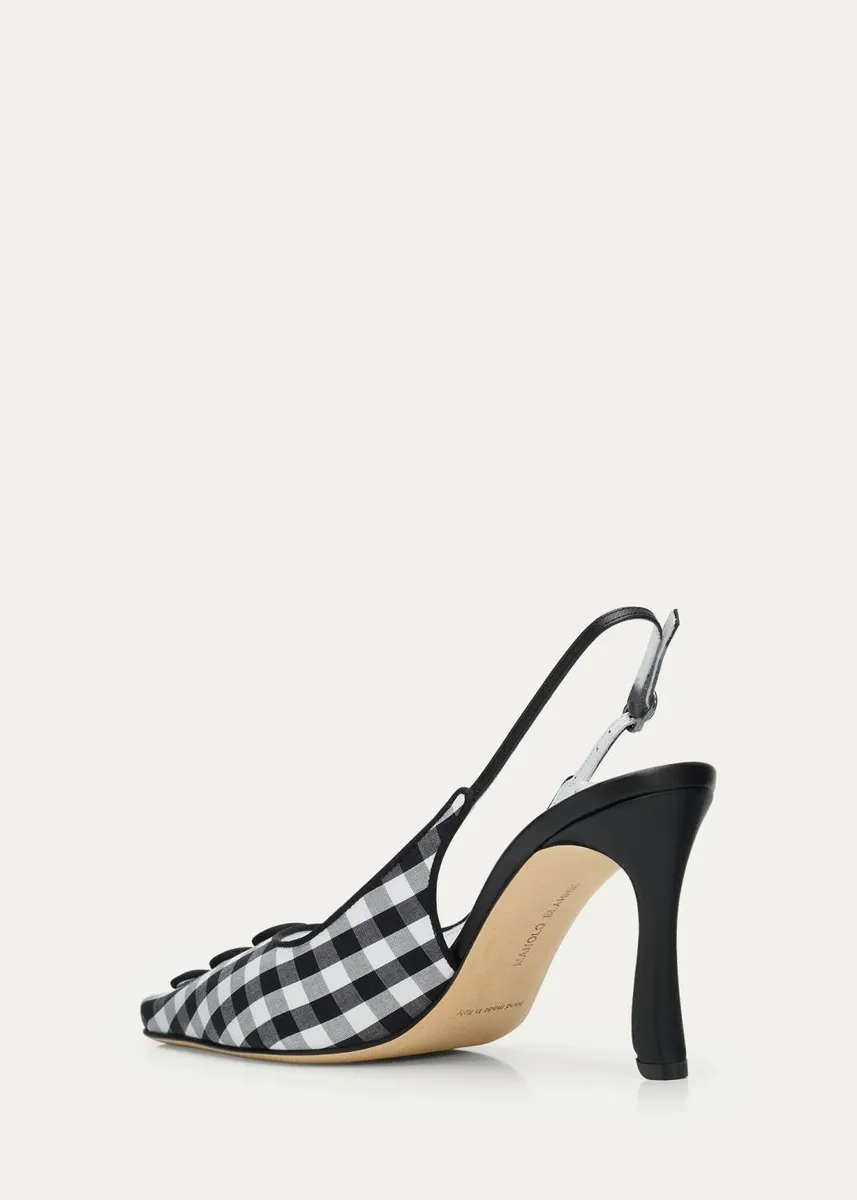 Manolo Blahnik 90mm Alexa Gingham Slingback Pumps | Thumbnail 2
