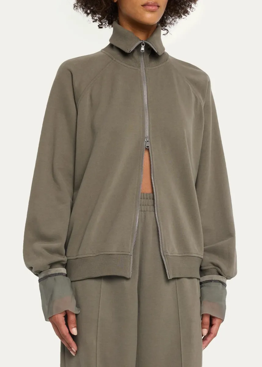 Brunello Cucinelli Monili Silk Cuffs Travel Zip-Up Jacket | Thumbnail 4 Brunello Cucinelli Monili Silk Cuffs Travel Zip-Up Jacket | Thumbnail 4