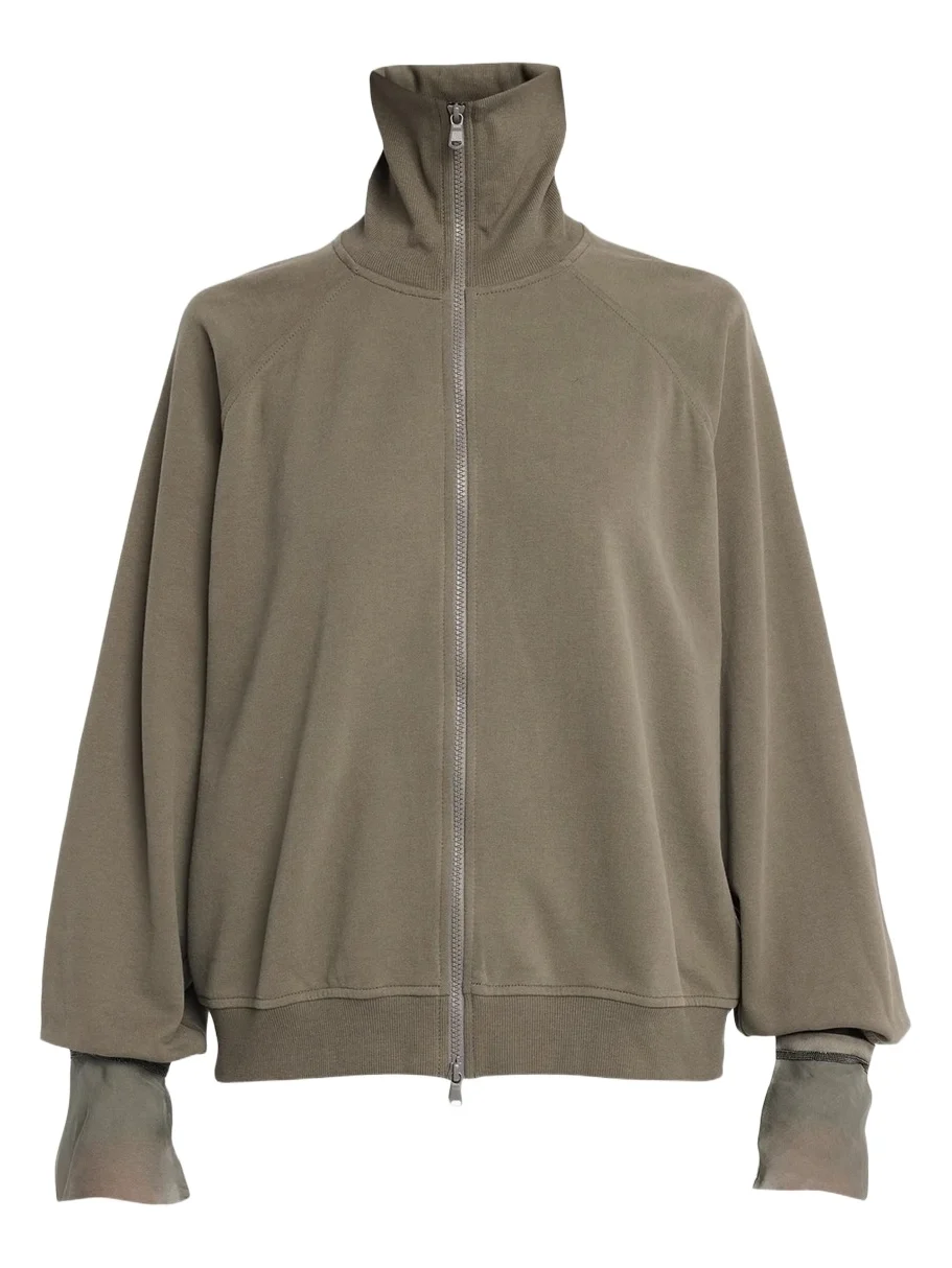 Monili Silk Cuffs Travel Zip-Up Jacket