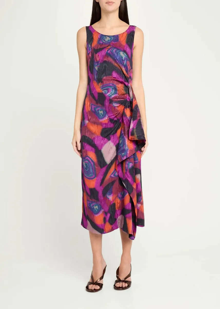 Dries Van Noten Dropps Sleeveless Ruched Ruffle Midi Dress | Thumbnail 2 Dries Van Noten Dropps Sleeveless Ruched Ruffle Midi Dress | Thumbnail 2