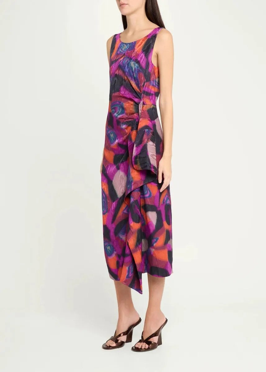 Dries Van Noten Dropps Sleeveless Ruched Ruffle Midi Dress | Thumbnail 4 Dries Van Noten Dropps Sleeveless Ruched Ruffle Midi Dress | Thumbnail 4