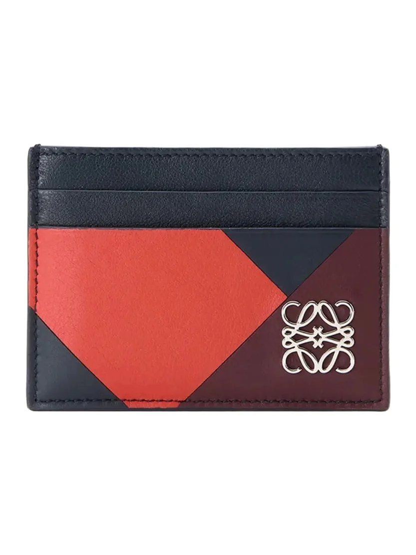 Colorblock Leather Anagram Card Holder
