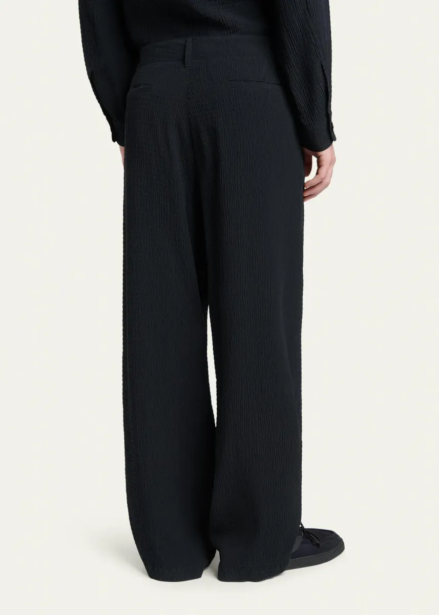 Giorgio Armani Men's Seersucker Wide-Leg Trousers | Thumbnail 3