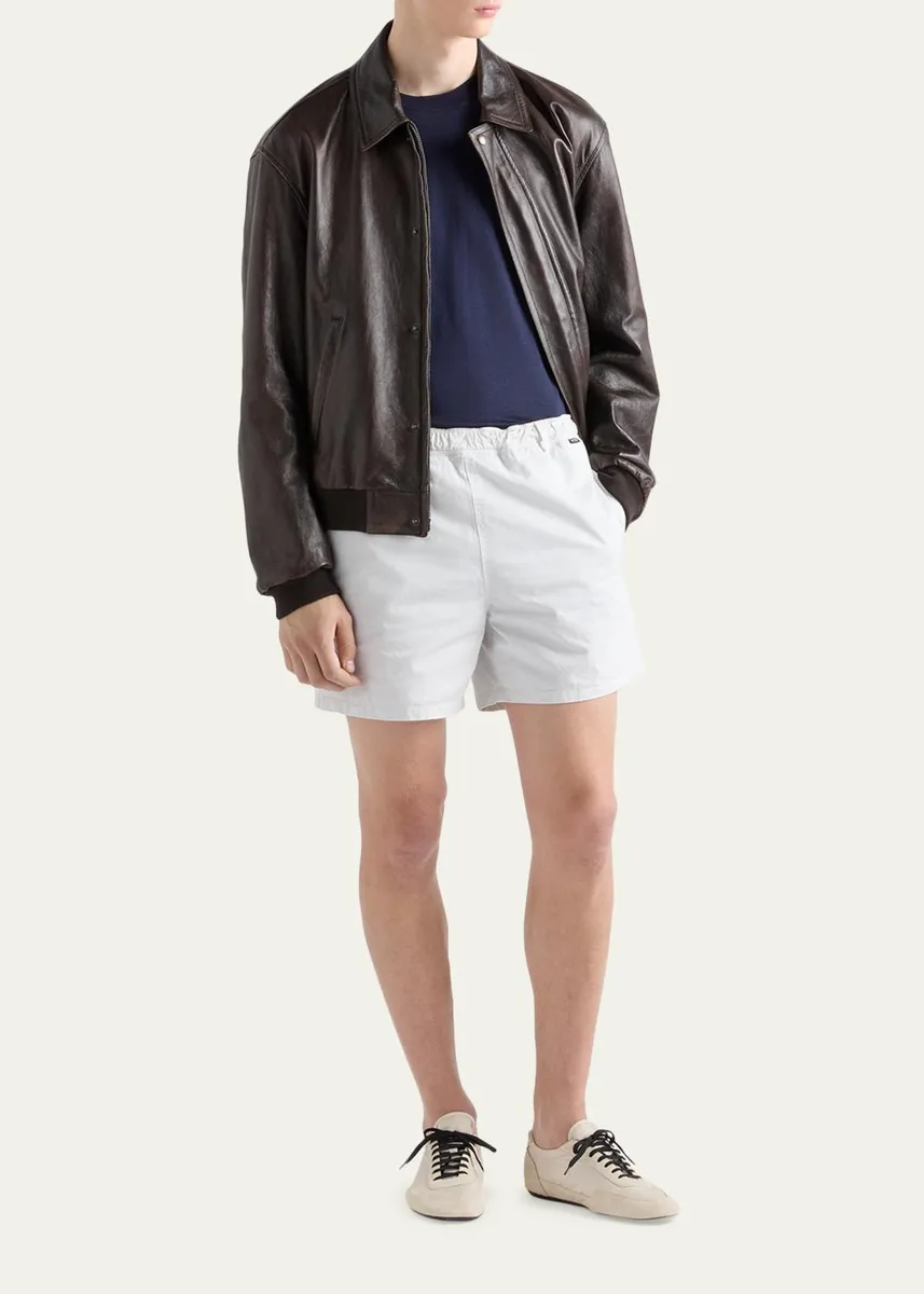 Prada Men's Silk Knit Short-Sleeve Crewneck Sweater | Thumbnail 2