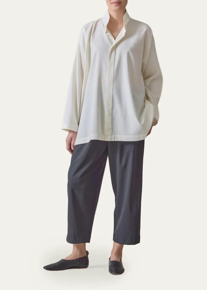 Eskandar Cotton Slim A-Line Shirt | Thumbnail 2