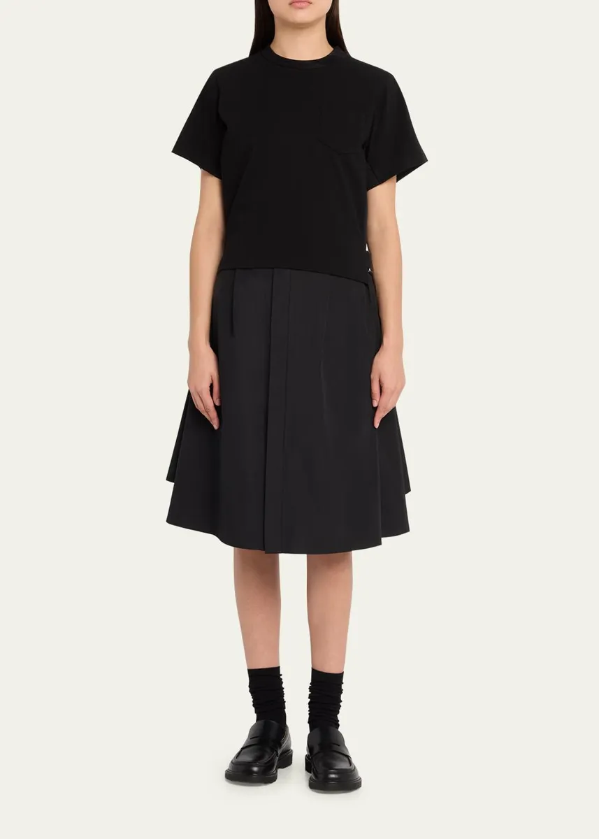 Sacai Cotton Poplin x Knit Shirtdress | Thumbnail 2 Sacai Cotton Poplin x Knit Shirtdress | Thumbnail 2