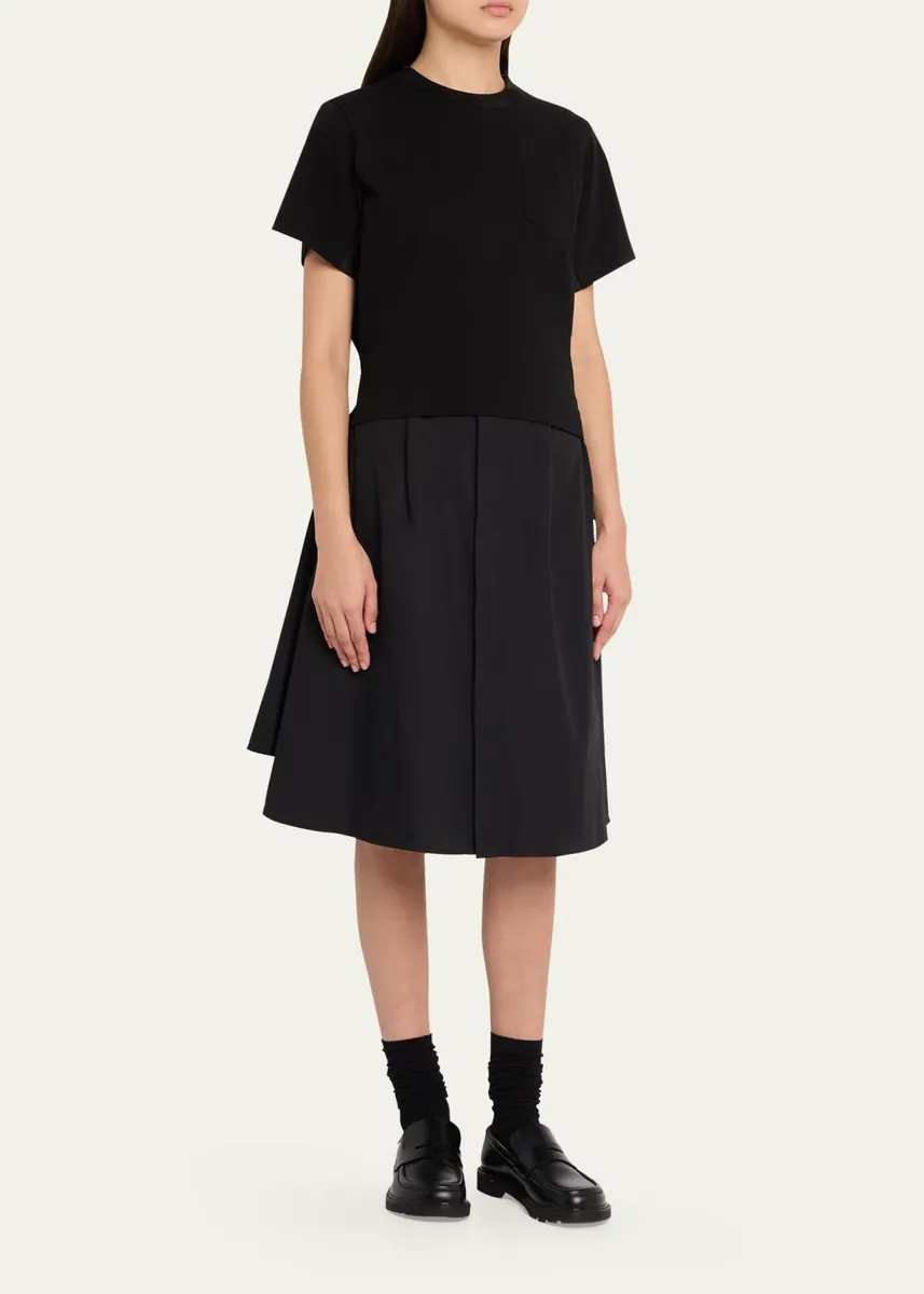 Sacai Cotton Poplin x Knit Shirtdress | Thumbnail 4 Sacai Cotton Poplin x Knit Shirtdress | Thumbnail 4