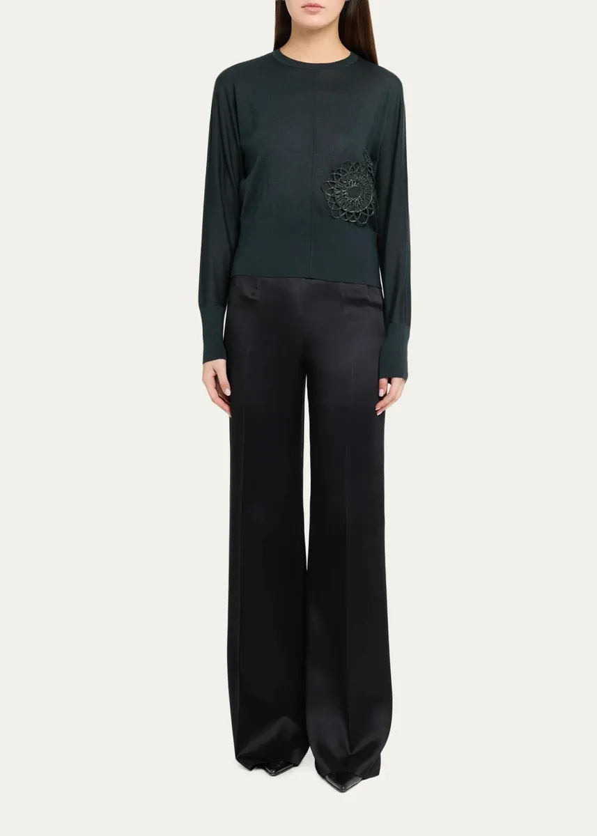 Akris High-Rise Silk Satin Wide-Leg Trousers | Thumbnail 2