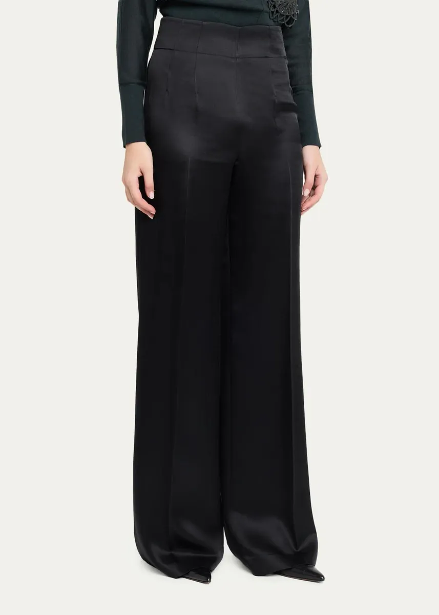Akris High-Rise Silk Satin Wide-Leg Trousers | Thumbnail 4