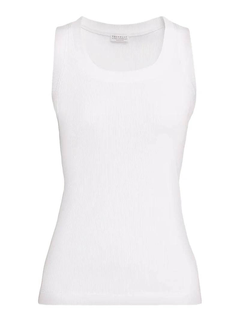 Brunello Cucinelli Sparkle Rib Knit Tank Top