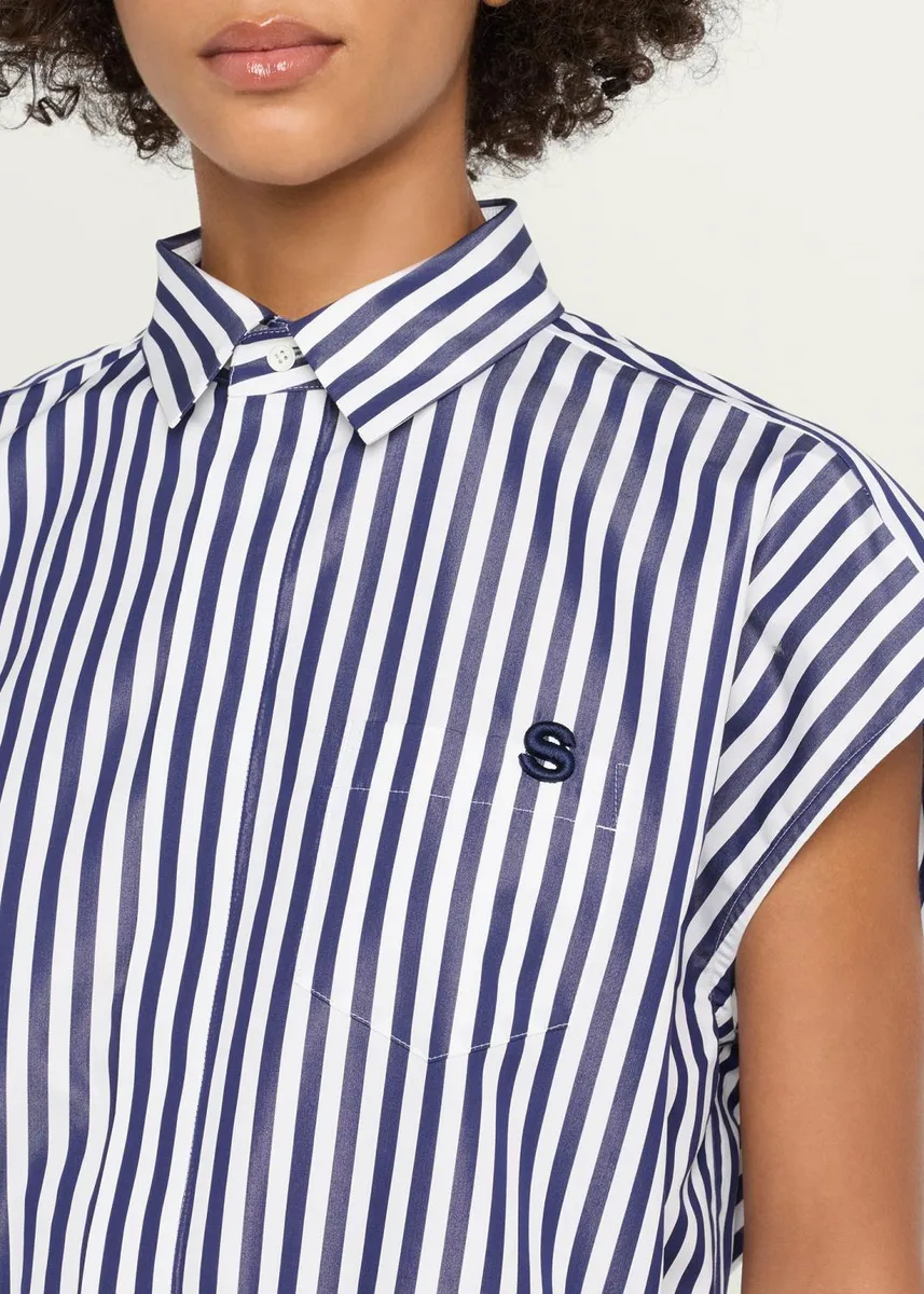 Sacai Striped Cotton Poplin Crop Button-Down Shirt | Thumbnail 5 Sacai Striped Cotton Poplin Crop Button-Down Shirt | Thumbnail 5