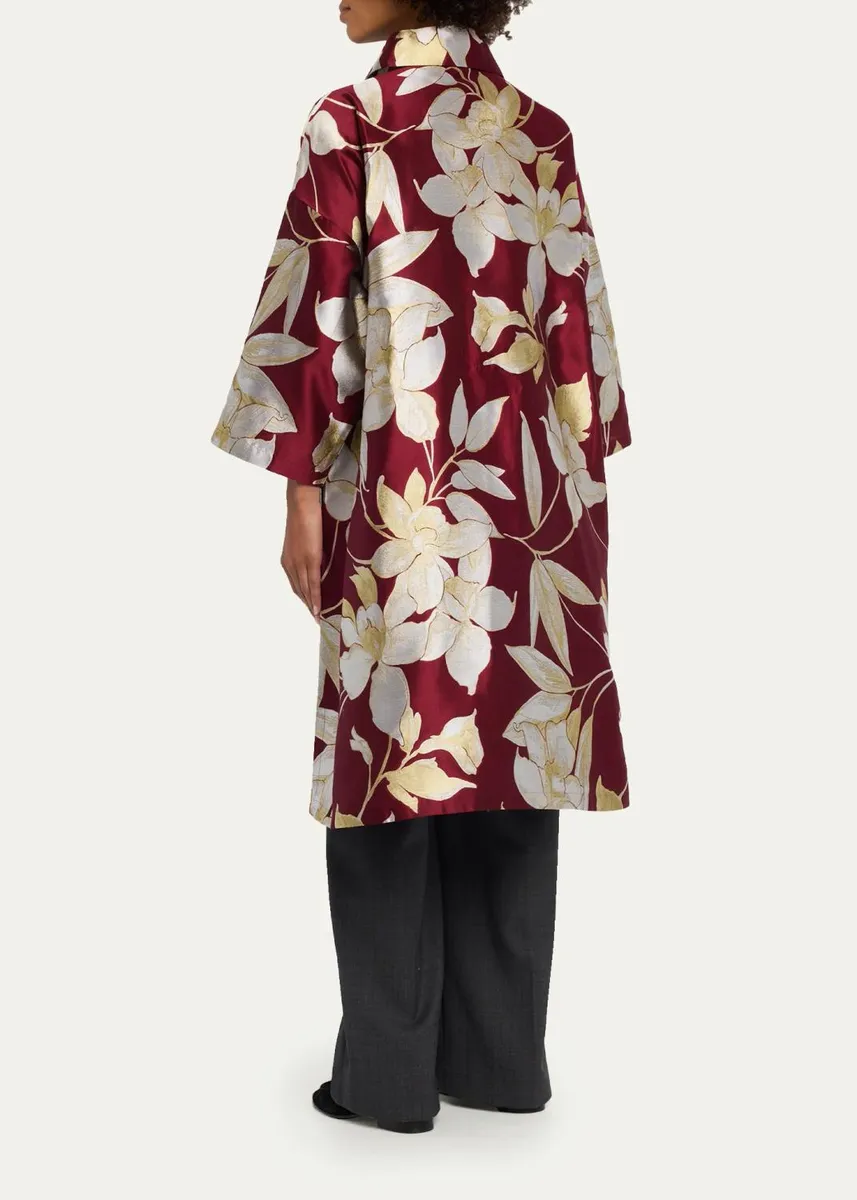 Eskandar Sloped Shoulder Wide A-Line Open Jacket With Collar - 3/4 Length | Thumbnail 3 Eskandar Sloped Shoulder Wide A-Line Open Jacket With Collar - 3/4 Length | Thumbnail 3