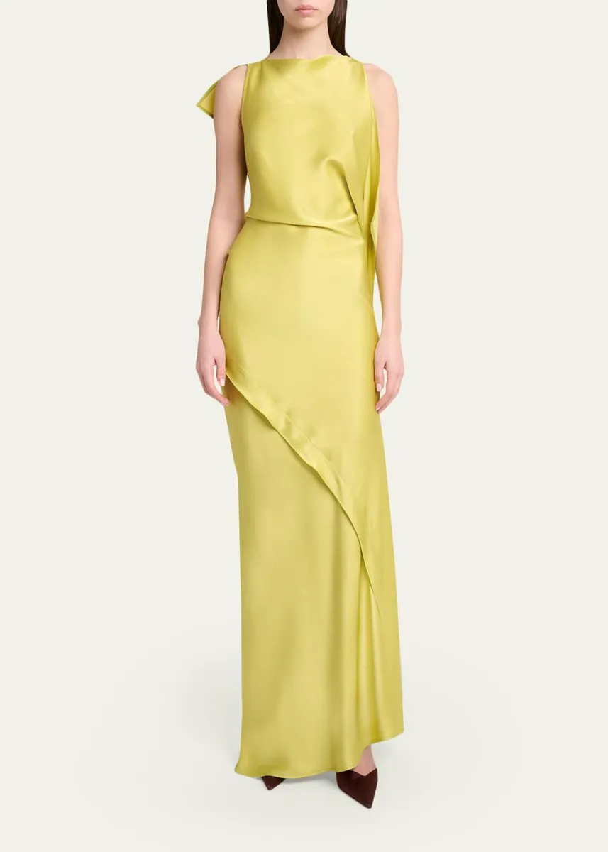 Victoria Beckham Sleeveless Draped Satin Gown | Thumbnail 2
