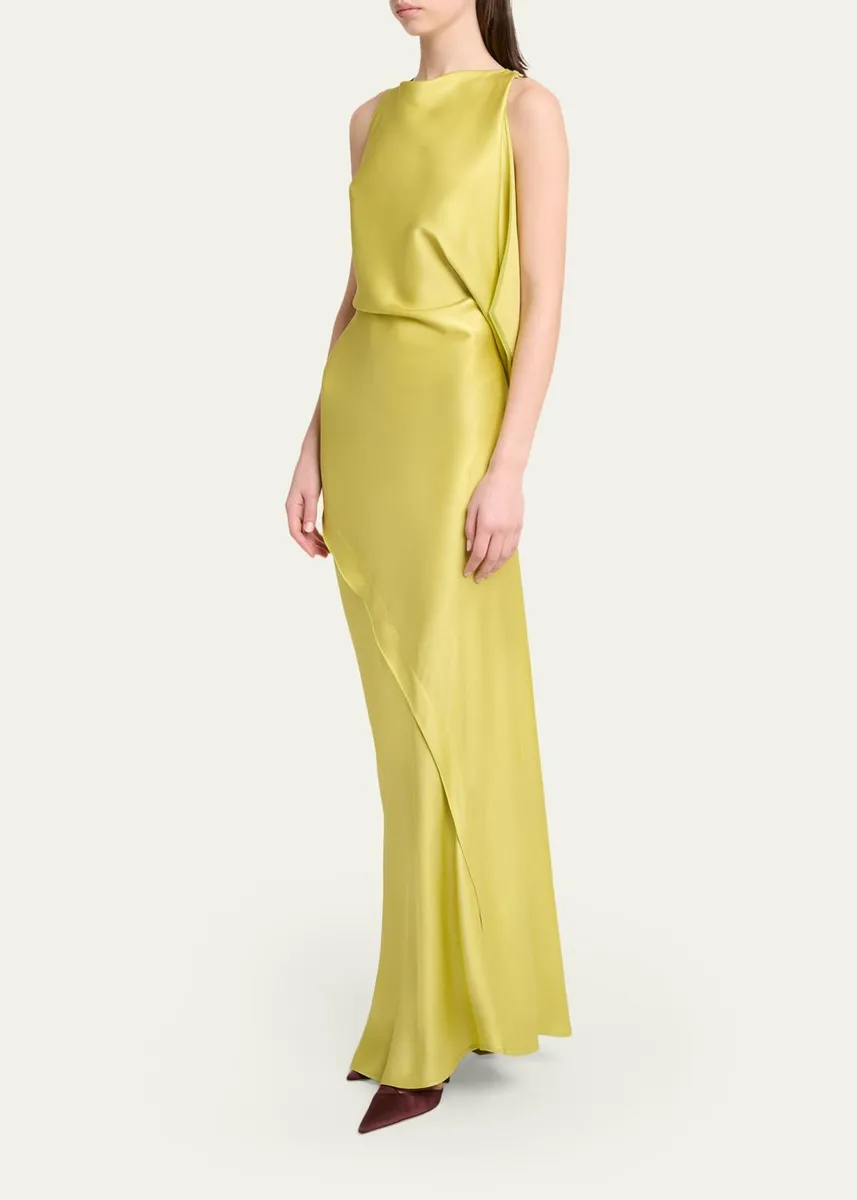 Victoria Beckham Sleeveless Draped Satin Gown | Thumbnail 4