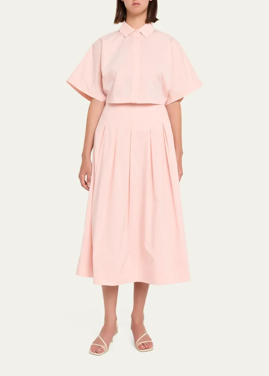 Simkhai Blair Cropped Short-Sleeve Shirt | Thumbnail 2 Simkhai Blair Cropped Short-Sleeve Shirt | Thumbnail 2