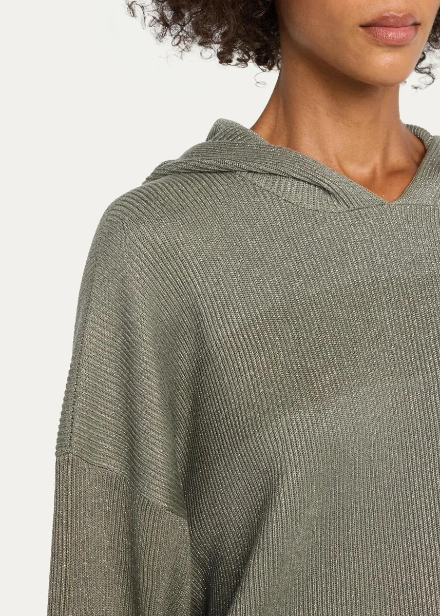 Brunello Cucinelli Sparkle Rib Knit Hooded Sweater | Thumbnail 5 Brunello Cucinelli Sparkle Rib Knit Hooded Sweater | Thumbnail 5