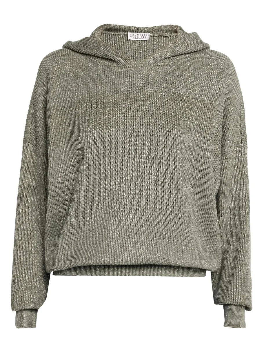 Sparkle Rib Knit Hooded Sweater Sparkle Rib Knit Hooded Sweater