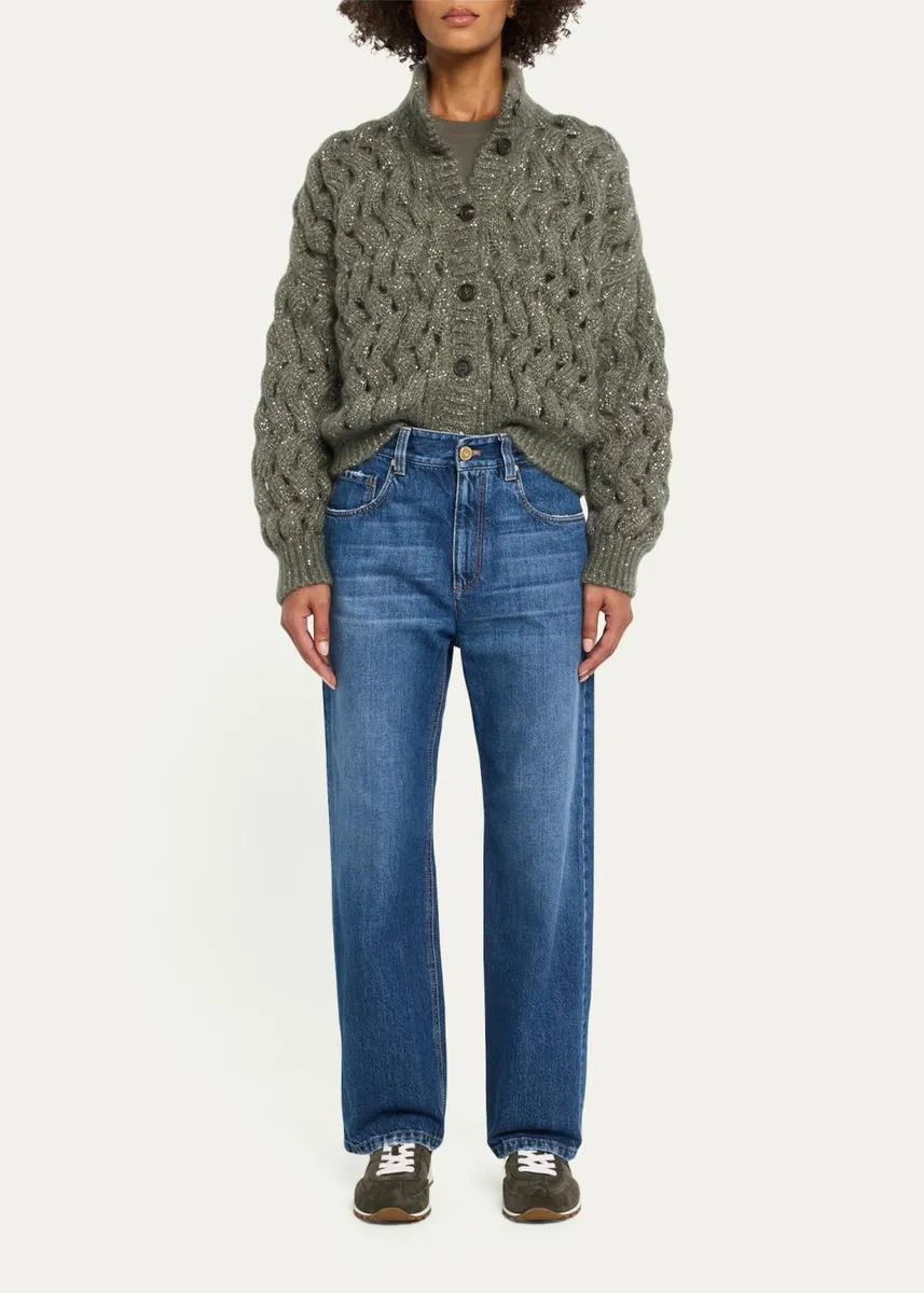 Brunello Cucinelli Ocean Waves Diamante Mohair Cardigan | Thumbnail 2