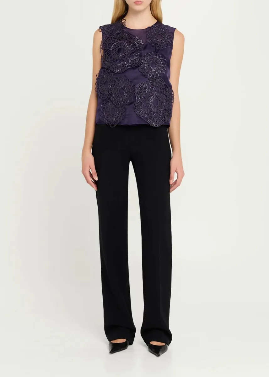 Akris Anemone Embroidered Silk Organza Sleeveless Blouse | Thumbnail 2 Akris Anemone Embroidered Silk Organza Sleeveless Blouse | Thumbnail 2