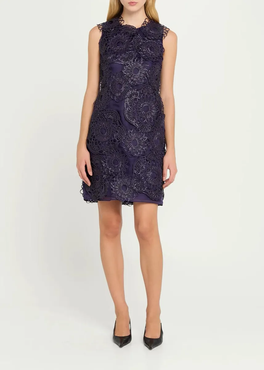 Akris Anemone Aetz Embroidered Organza Sleeveless Mini Dress | Thumbnail 2
