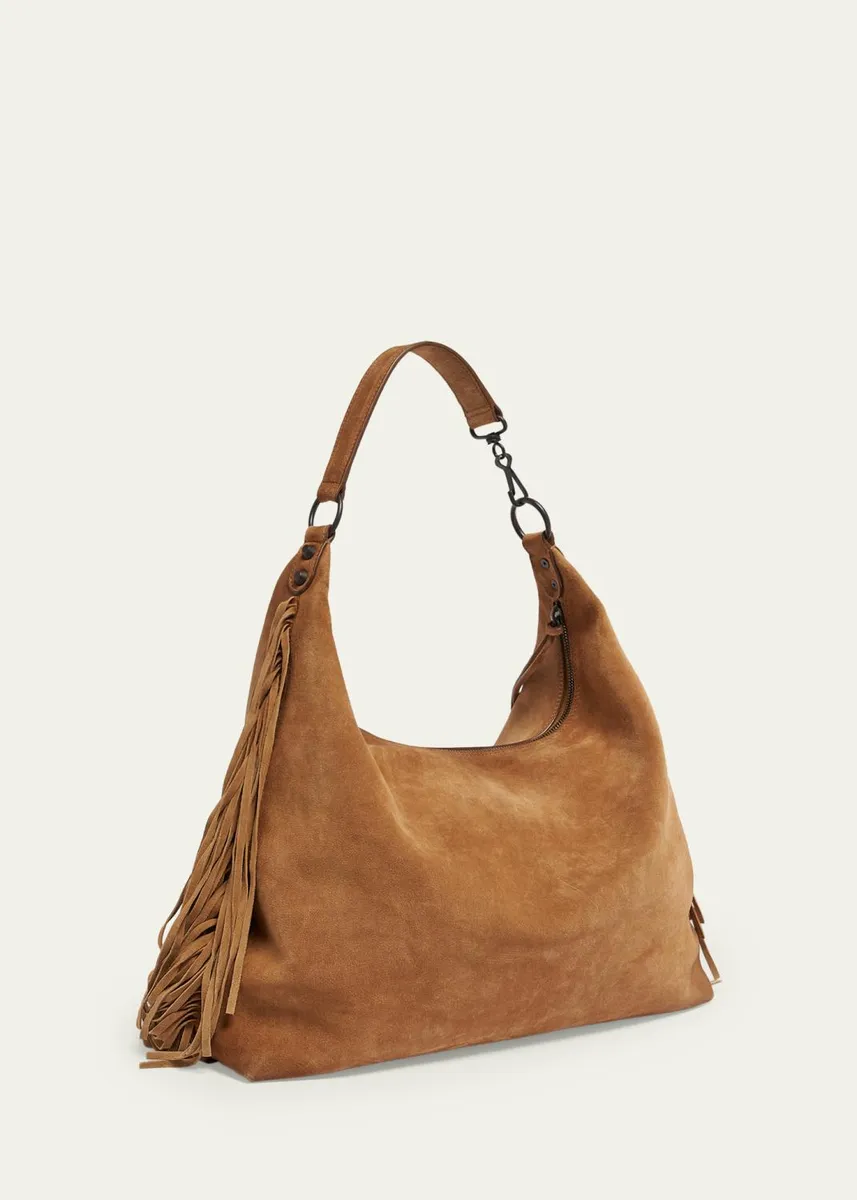 Balenciaga Le City Medium Fringed Suede Hobo Bag | Thumbnail 3