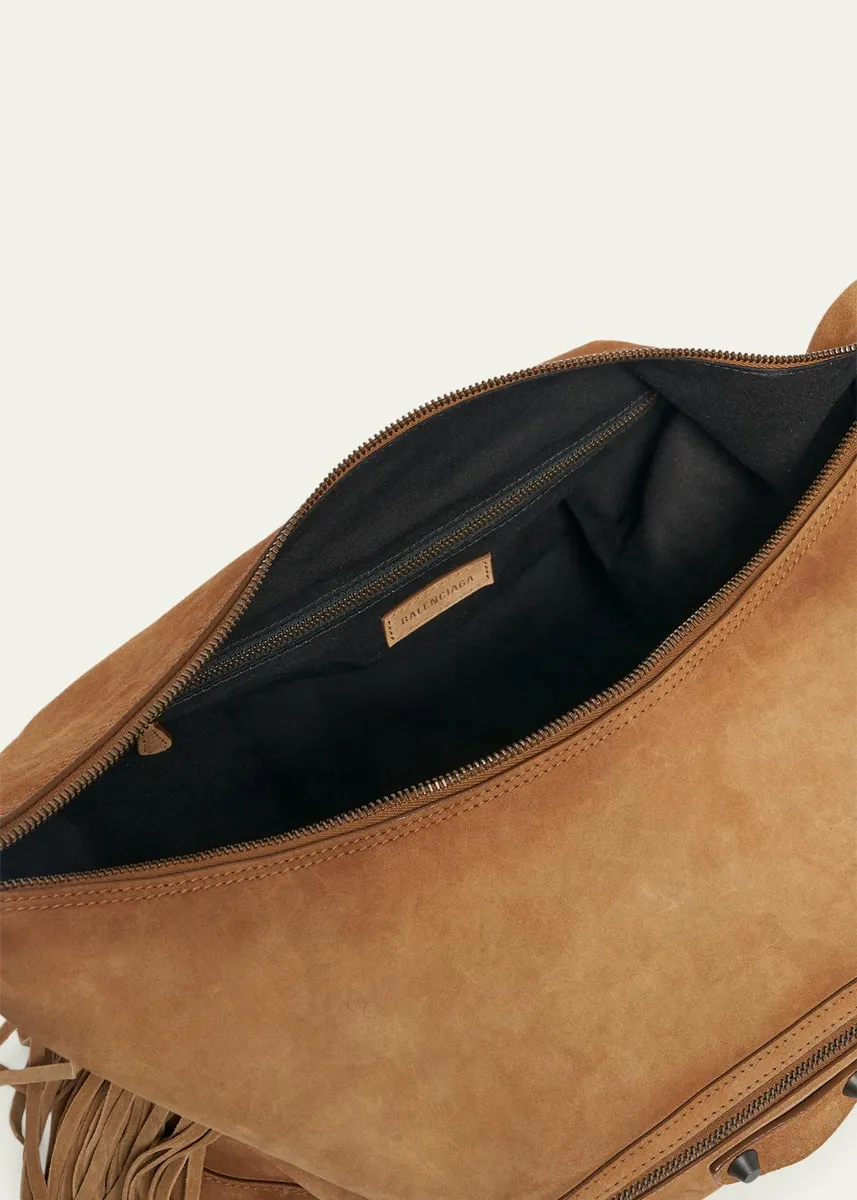 Balenciaga Le City Medium Fringed Suede Hobo Bag | Thumbnail 4