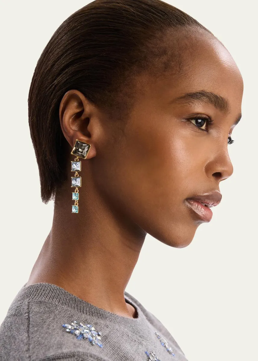 Oscar de la Renta Square-Cut Rhinestone Dangle Earrings | Thumbnail 2 Oscar de la Renta Square-Cut Rhinestone Dangle Earrings | Thumbnail 2