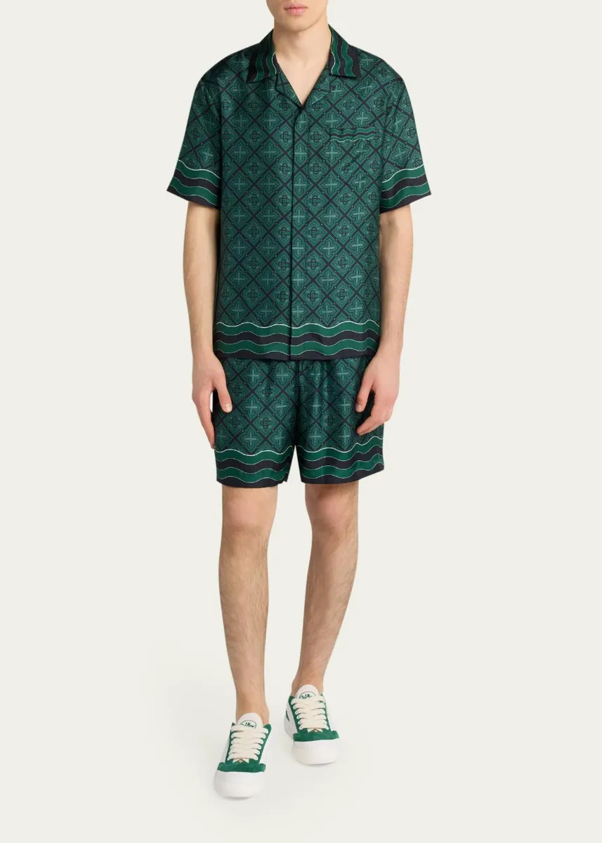 Casablanca Men's Radiating Monogram Silk Shorts | Thumbnail 2