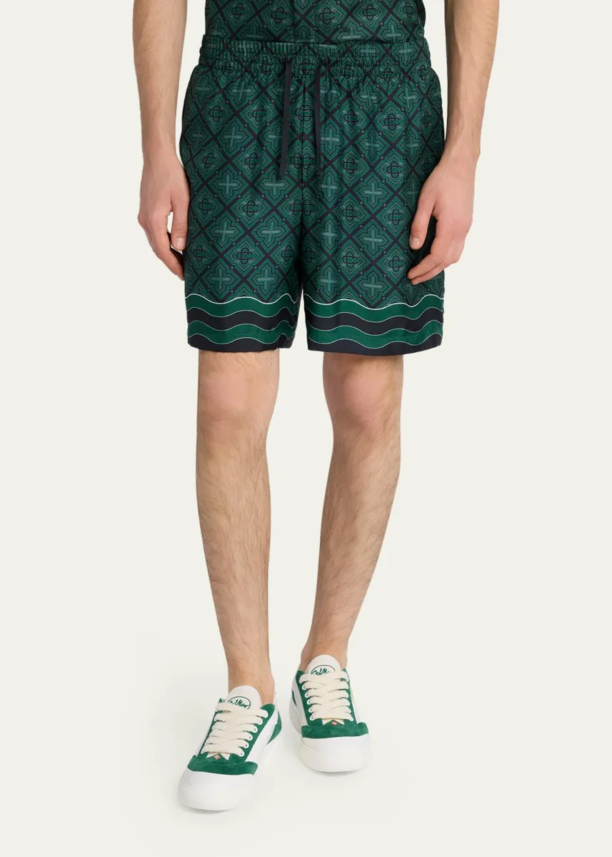 Casablanca Men's Radiating Monogram Silk Shorts | Thumbnail 4