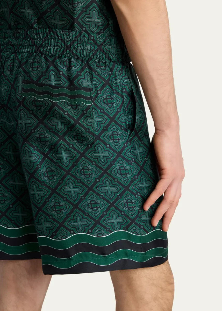 Casablanca Men's Radiating Monogram Silk Shorts | Thumbnail 5