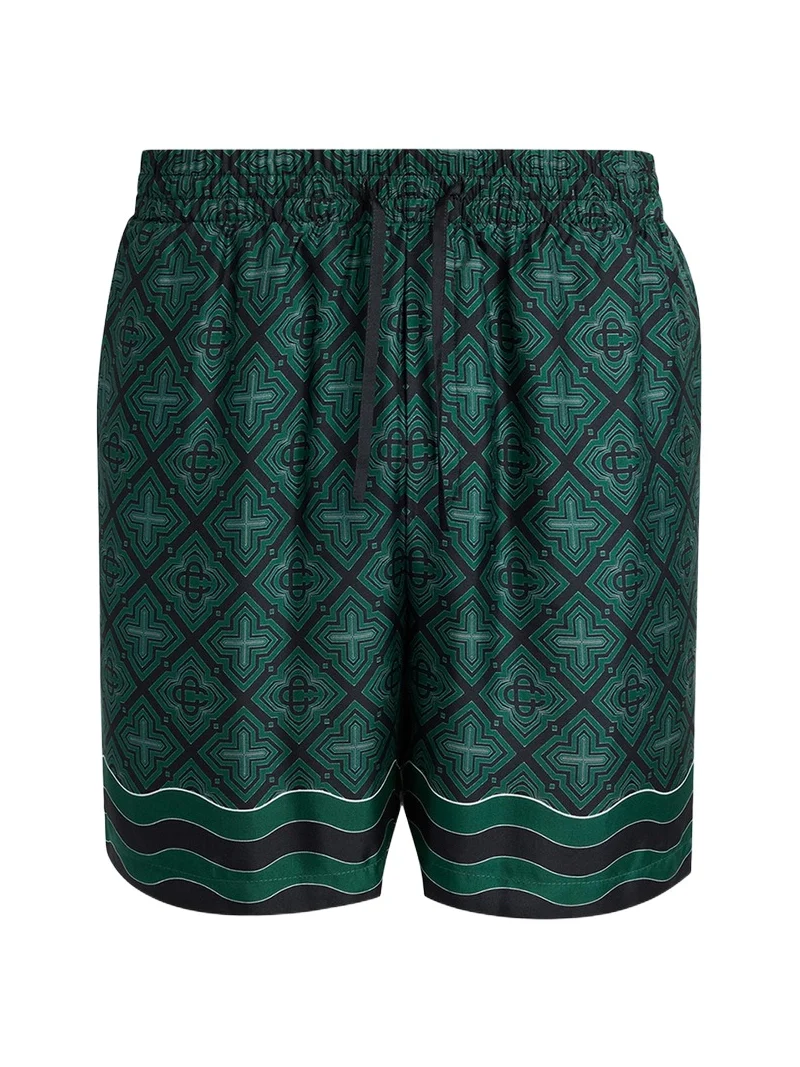 Casablanca Men's Radiating Monogram Silk Shorts